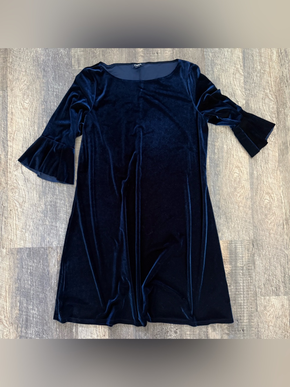 Chaps Navy Velvet Bell-Sleeve Chemise